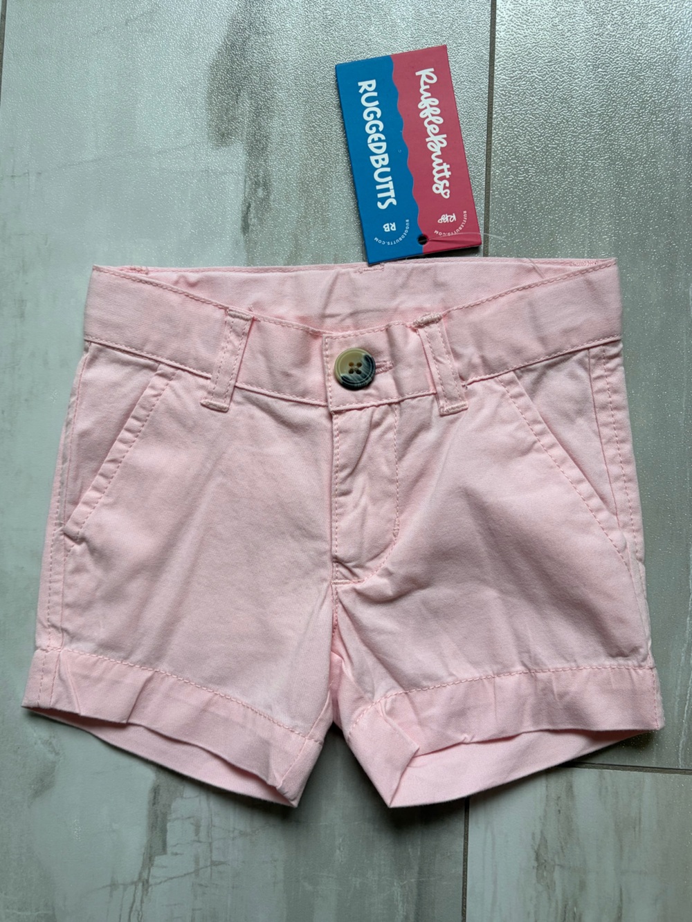 NWT RuggedButts Pink Stretch Classic Preppy Chino Adjustable Shorts Boys 6-12M